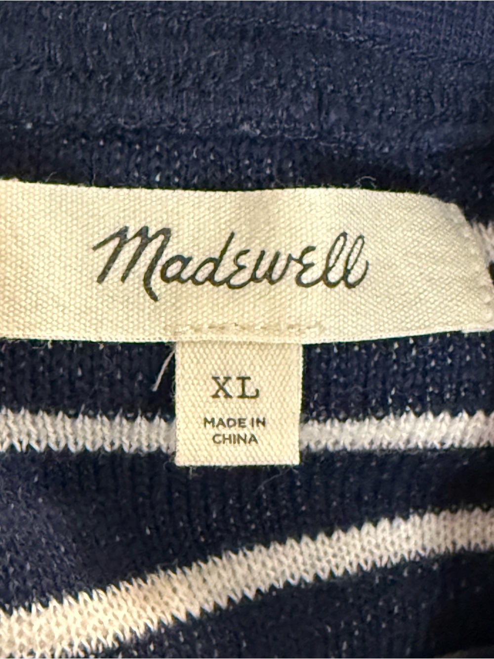 Madewell Quilted Studio Mockneck Sweatshirt Stripe Navy XL - Picture 4 of 6